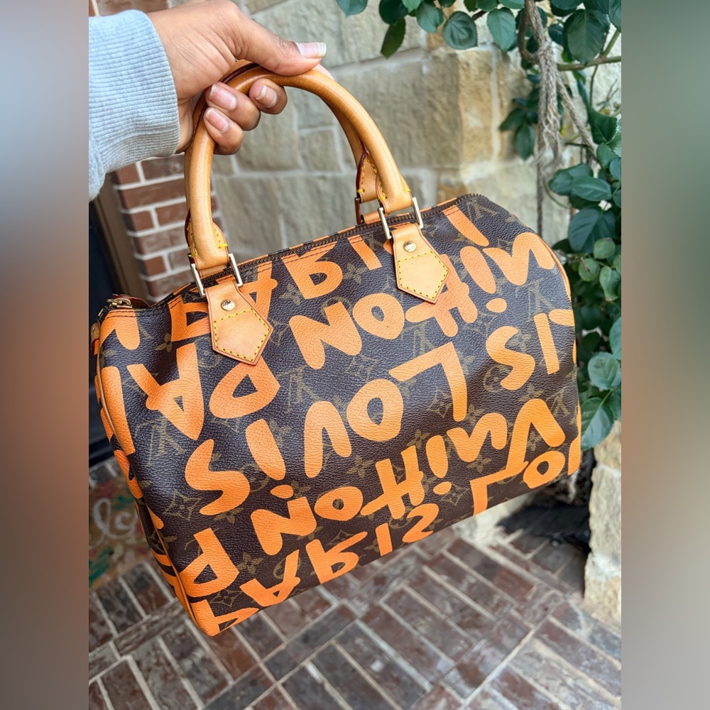 LV Speedy 30 Bag Sprouse Graffiti Brown Orange Y2K kidcore edgy handbag JAPAN 🇯🇵 - Picture 17 of 17